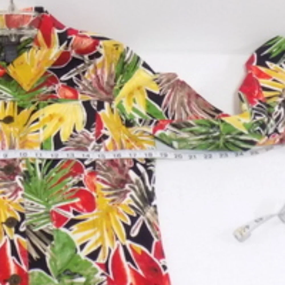 Additions By Chico's Red, Green & Yellow Tropical Print Jacket - Size:1 (Medium) - Picture 6 of 10